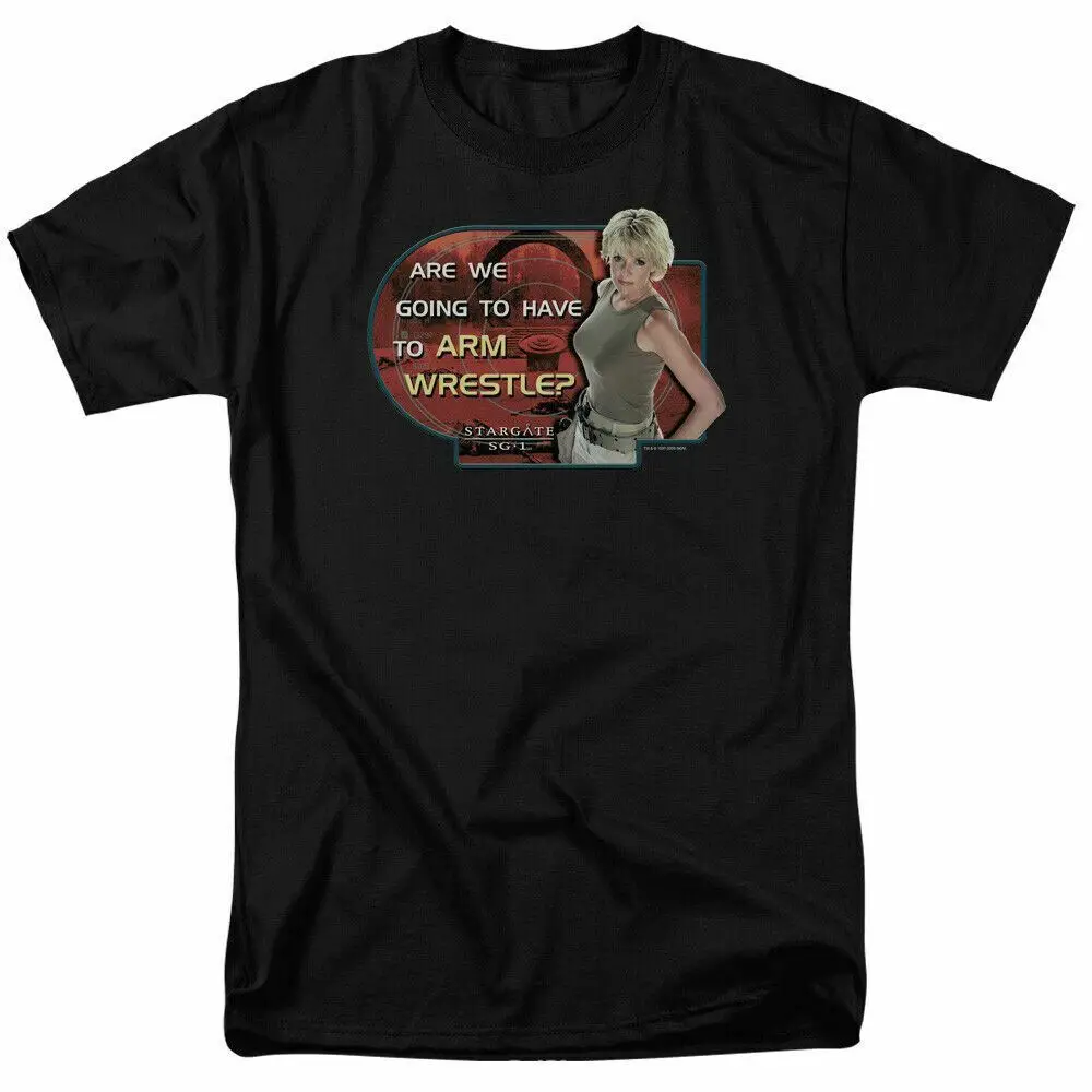T-Shirt Con Braccio Wrestle Gate Sg1 Con Licenza Sci-Fi Tv Alien Show Tee New Black