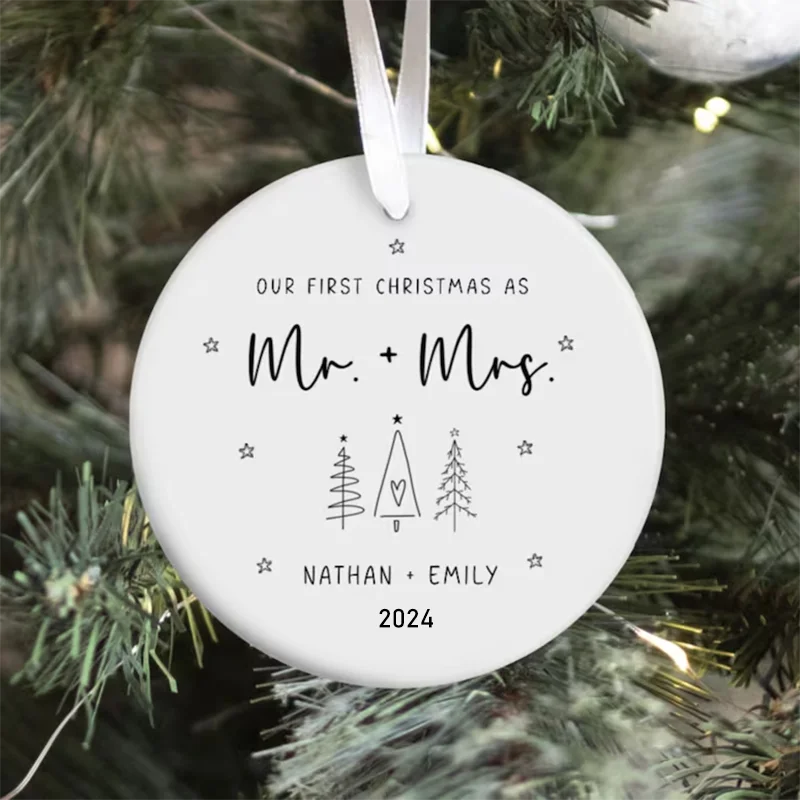 Erste Weihnachten verheiratet Ornament Herr Frau Baum Weihnachtsschmuck Weihnachtszubehör Dekorationen Vintage Weihnachtsmann Geschenk Neujahr – Detail 7
