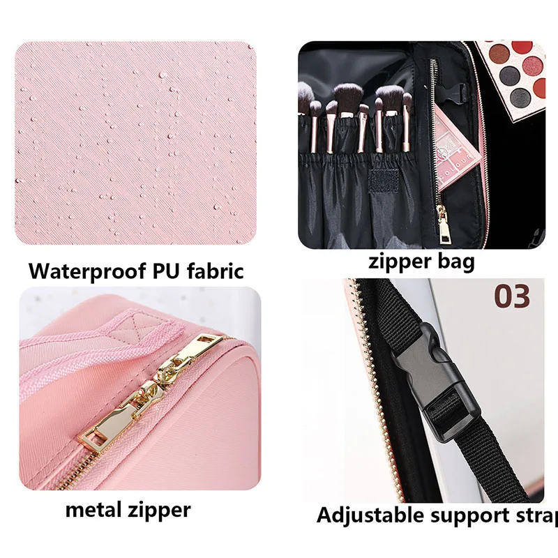 Nuova Borsa per il Trucco da Viaggio per Donne, Impermeabile, per Pennelli e Accessori di Bellezza, Custodia per Cosmetici Professionale con Ricami - immagine 6