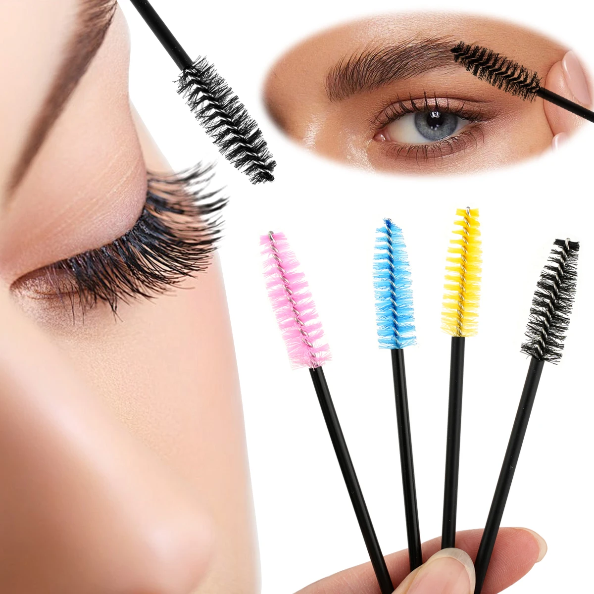 Lanjinglin 50Pcs Eyelash Brushes Micro Eyelash Extension Makeup Kit Eyelash Brush Mascara Wands Applicator Spoolers Eyebrow Comb_voghion.com