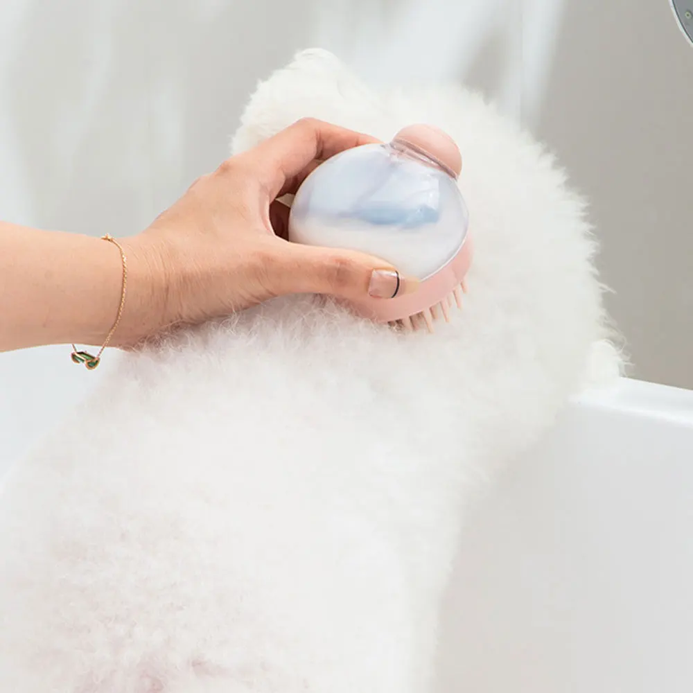 1Pc Pet Bath Brush Soft Silicone with Shampoo Dispenser Gentle Massage - PeticaDeals
