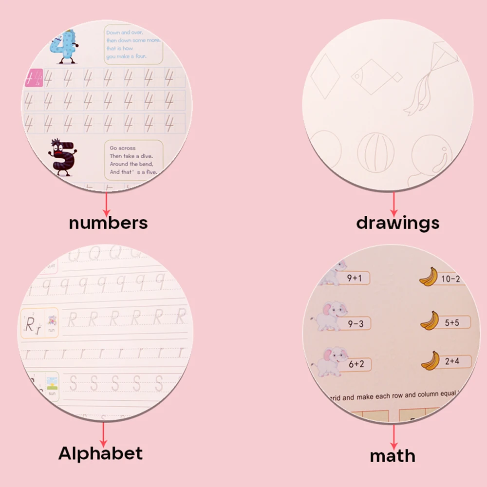 Reusable Magic Copybook Drawing Toys for Children Montessori Pen Control Training Writing Sticker Learning Educational Toy Kids