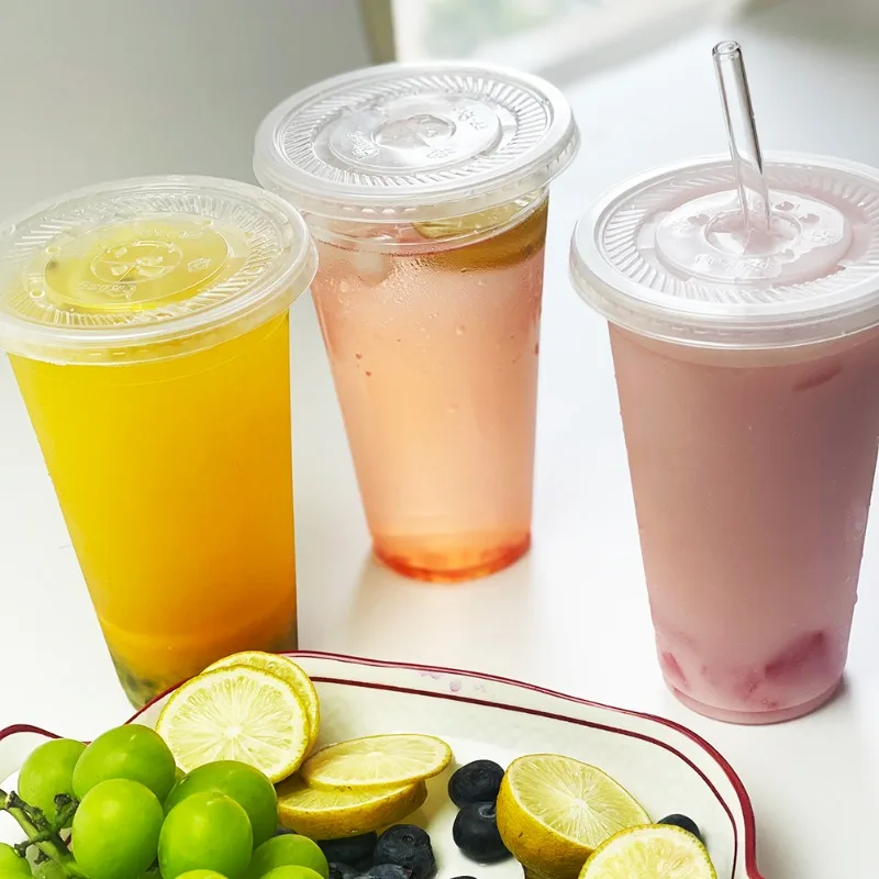 Description Picture 6 of item50PCS Disposable Plastic Cups with Lids Plastic Cups for Cold Drinks Coffee Juice Smoothies Birthday Party Supplies