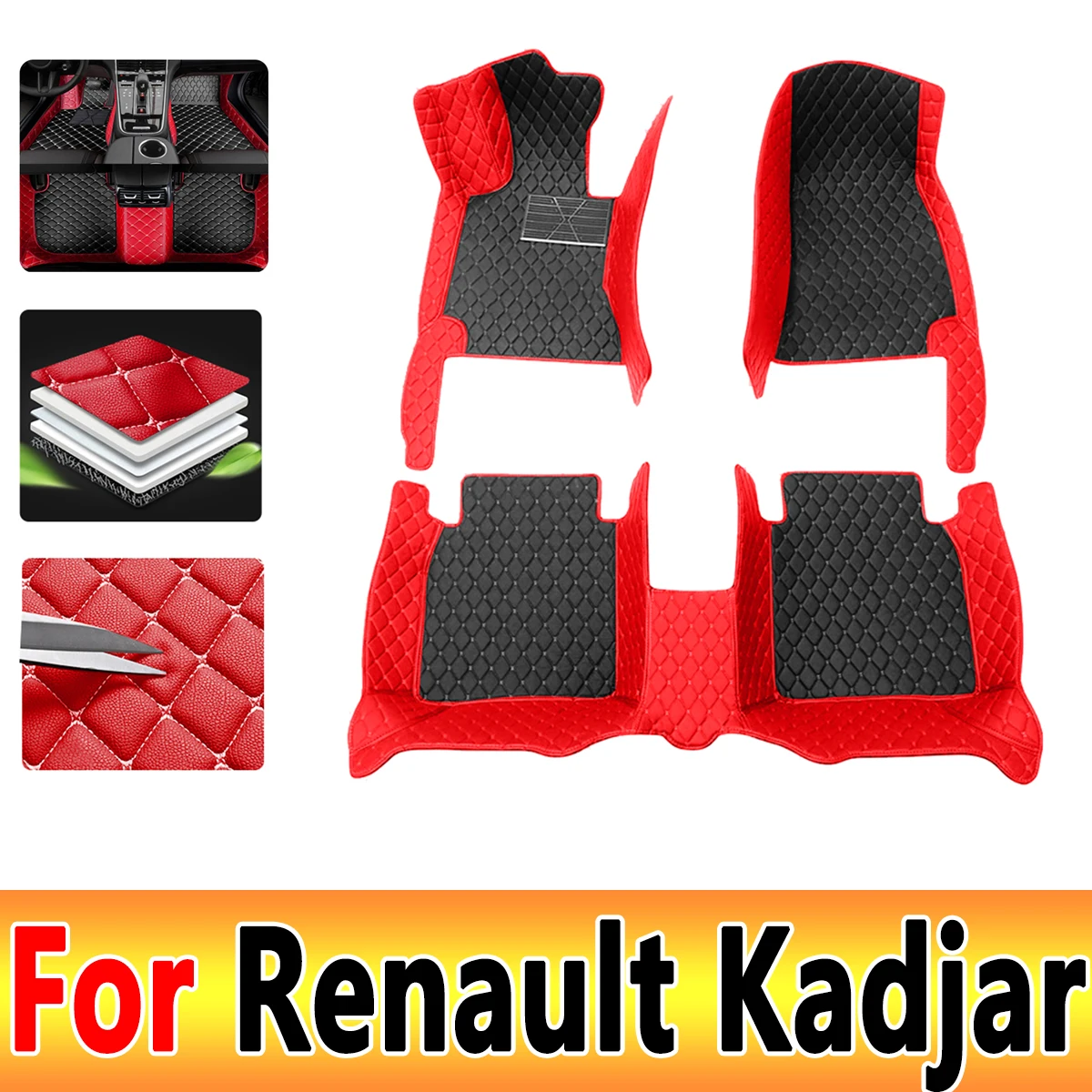 

Напольные коврики для Renault Kadjar 2019 2018 2017 2016 2015, коврики для интерьера, кожаные декоративные детали для стайлинга, автомобильные аксессуары