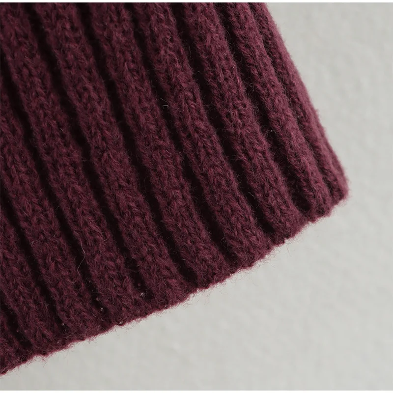 Suéter elegante burdeos con hombros descubiertos para mujer, jersey de punto de manga larga ajustado, prenda informal de punto de calle de primavera 2025