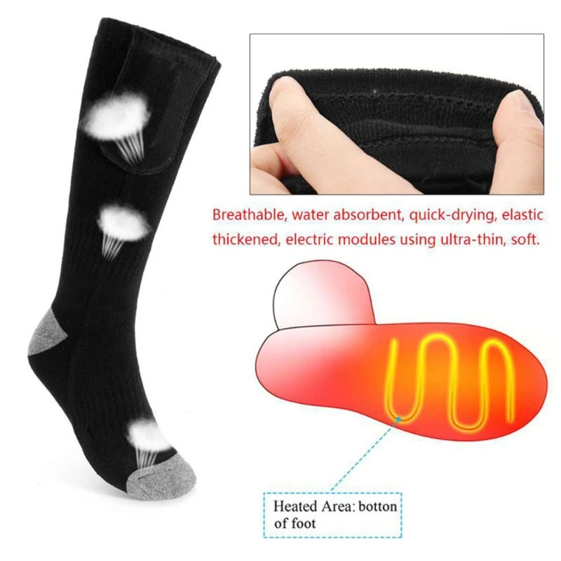 Unisex Winter Thermal Warm Electric Heated Socks with Rechargeable Battery