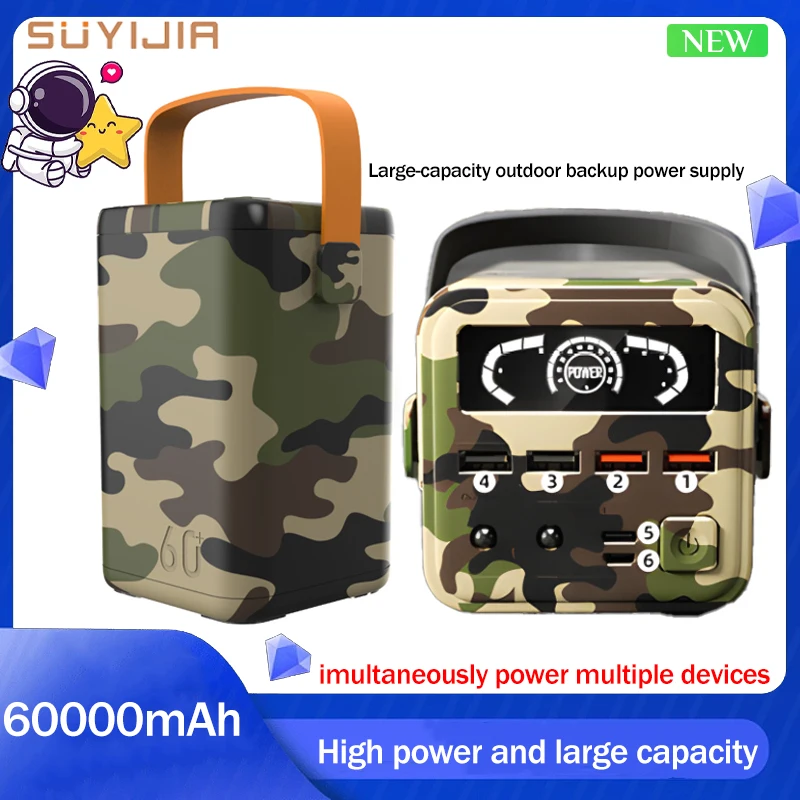 

New Original 60000mAh Camouflage Large-capacity Mobile Power Charging Treasure Backup Power Mobile Charging Station with Charger