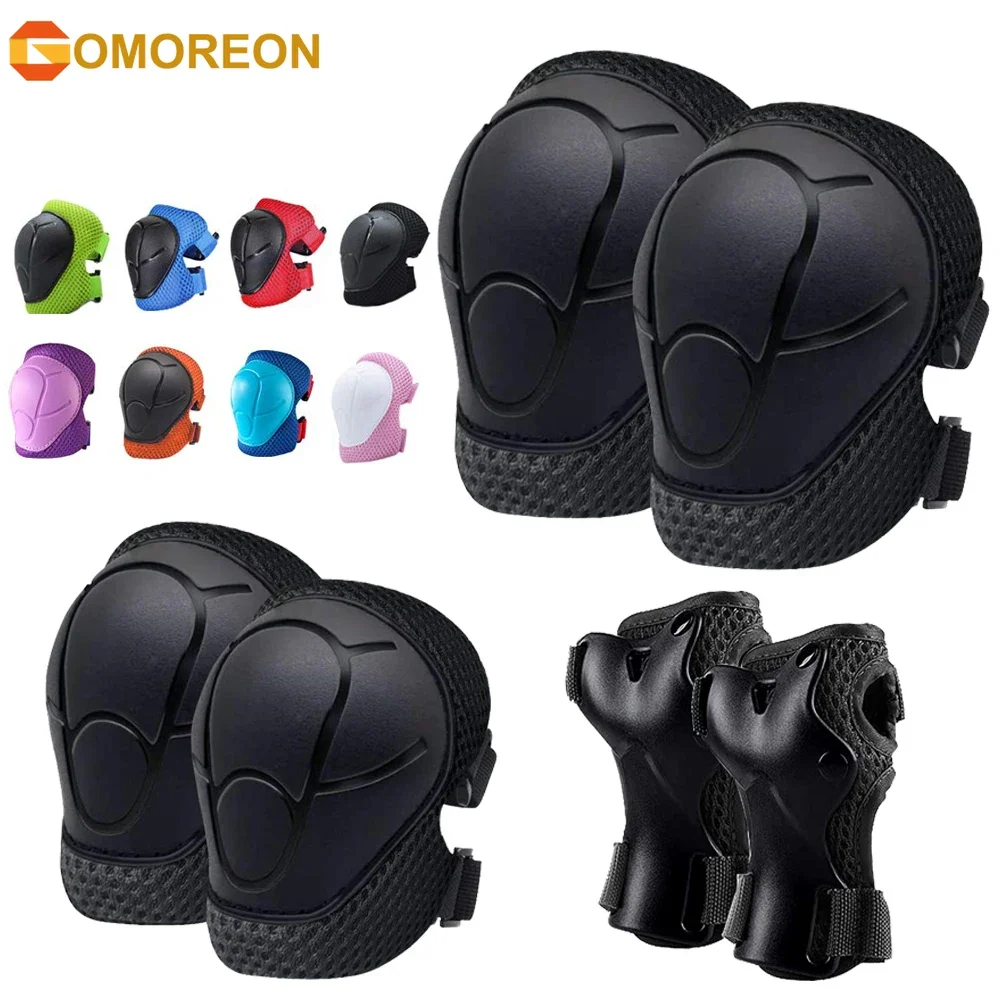 

Kids Protective Gear, Knee Pads and Elbow Pads 6 in 1 Set with Wrist Guard and Adjustable Strap for Skating Bike Scooter