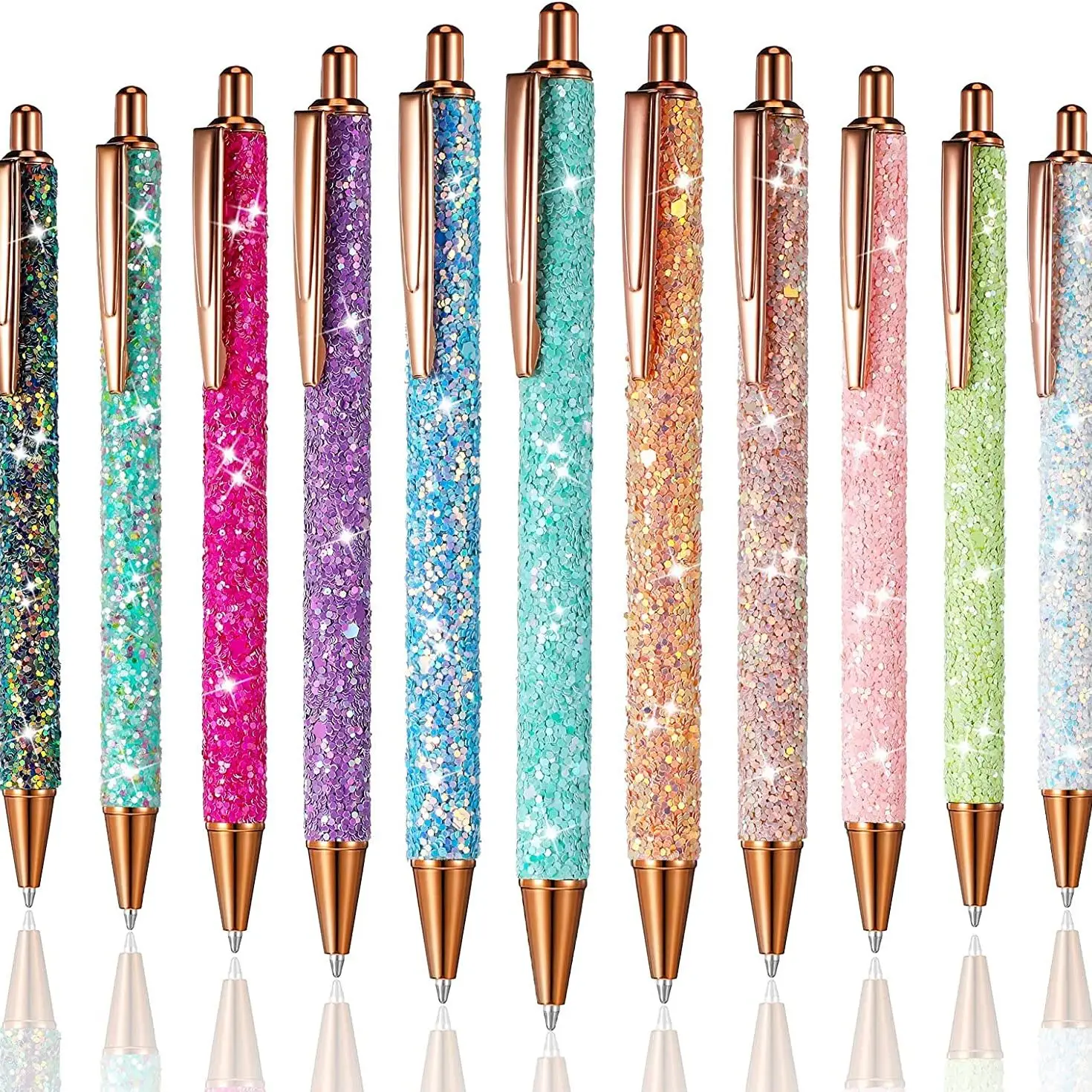 

Multi-color Sequin Metal Press Ballpoint Pens Cute Signature Pens Korean Stationery Gift Pens Office School Supplies Promotions