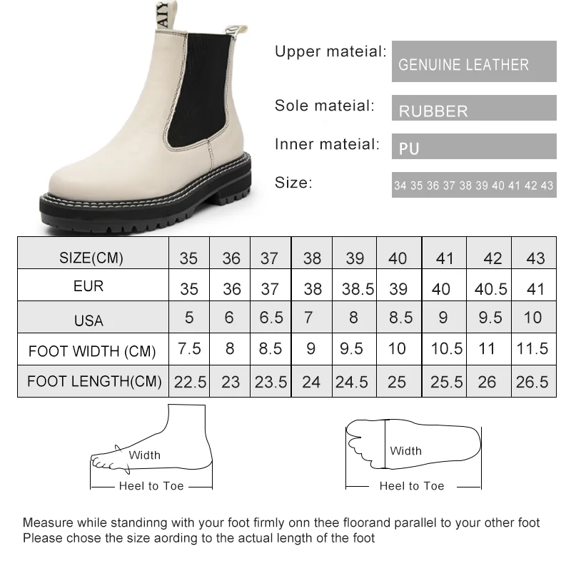 Women's Chelsea Boots Genuine Leather Autumn Winter Trend Thick-soled Ankle Boots All-match Marton Ladies winter boots ankle boots