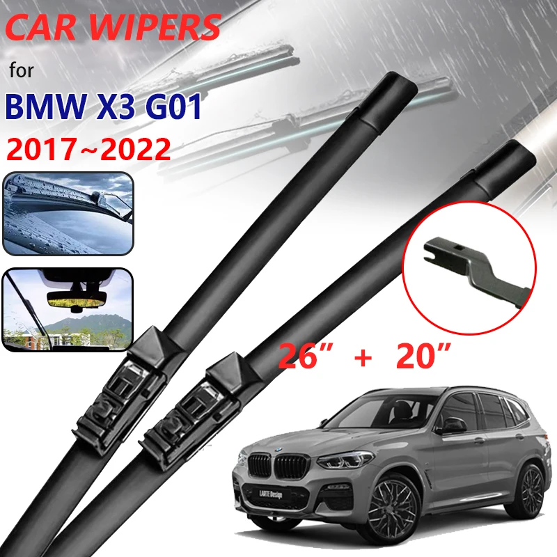 2xCarWiperBladesforBMWX3G0120172022FrontRubberWindshield