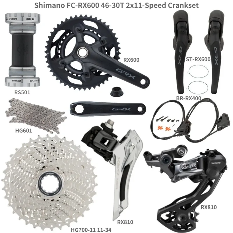 Shimano GRX600 46-30T 170mm 11速 Shimano GRX FC-RX600 2x Chainset - 46/30 | Sport & Leisure
