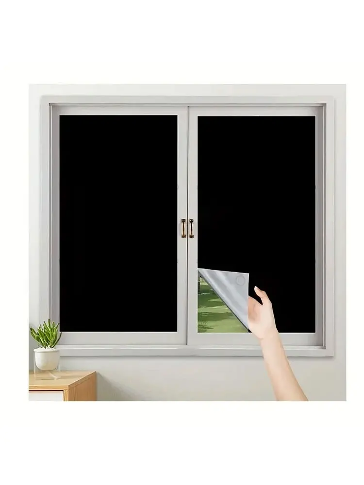 1pcs Plain Curtain, Simple Polyester Blackout Curtain For Home Decor Portable foldable travel curtains, UV protection, room