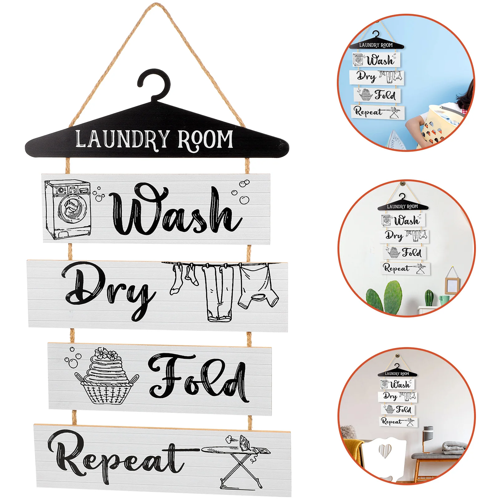 

Home Decor Laundry Room Wooden Sign Farmhouse Bathroom Signs Ornament Plaque Decorative Hanging Wall