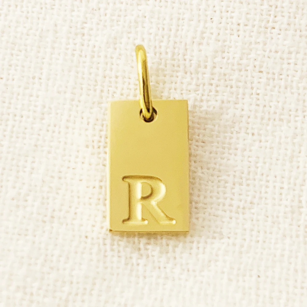 Elegant Stainless Steel Alphabet Charm Pendant for Necklaces - Engraved Lettering Women's Fashion Accessory