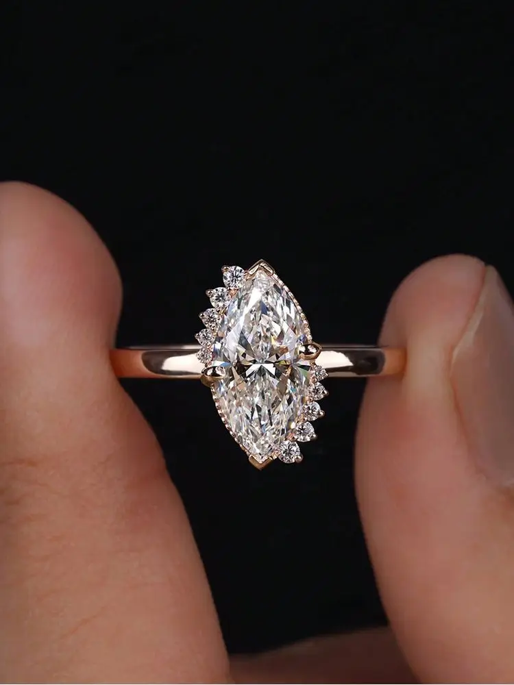925 Sterling Silber Mode Goldene Marquise Serie Zirkon Ring Für Frauen, Verlobung, Hochzeit Einfache Hohe Qualität Edlen Schmuck – Detail 19
