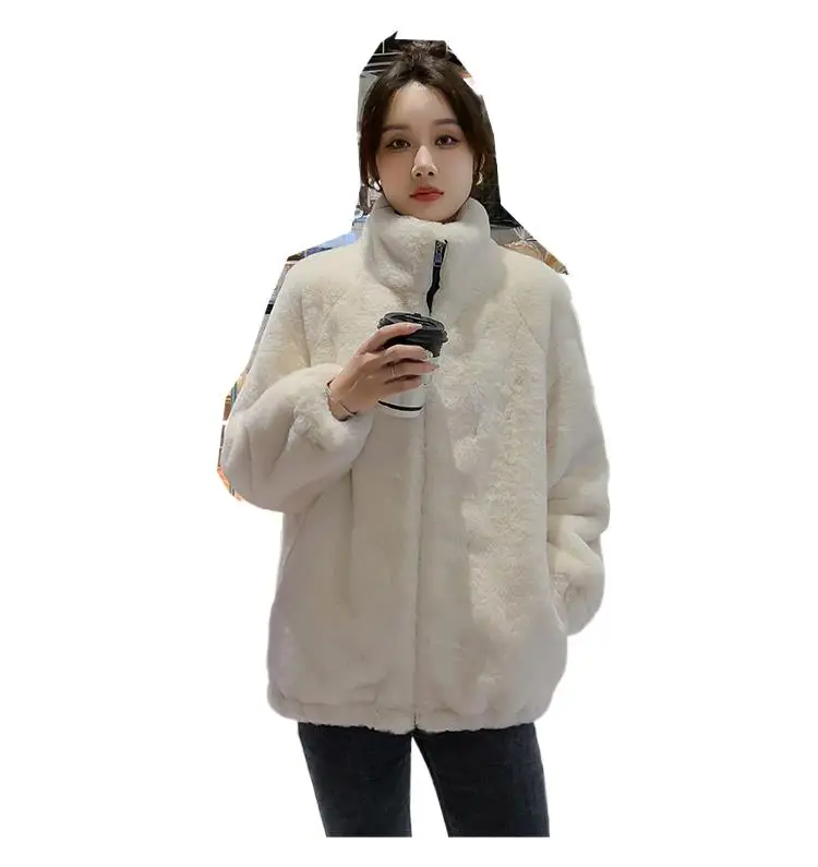 

2023 Winter Women's Clothing Rex Rabbit Fur Faux Fur Coat Winter New