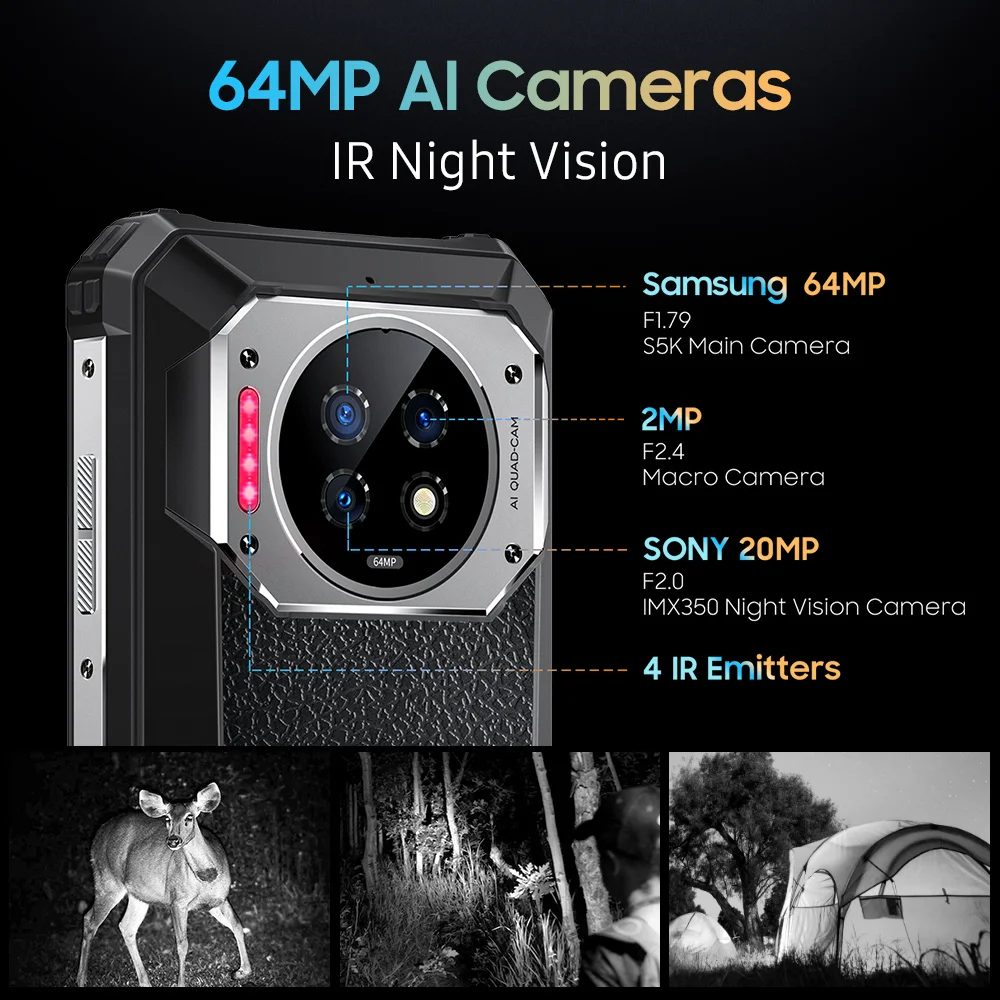 Oukitel-teléfono WP19 21000mAh, 8G + 256G, con visión nocturna