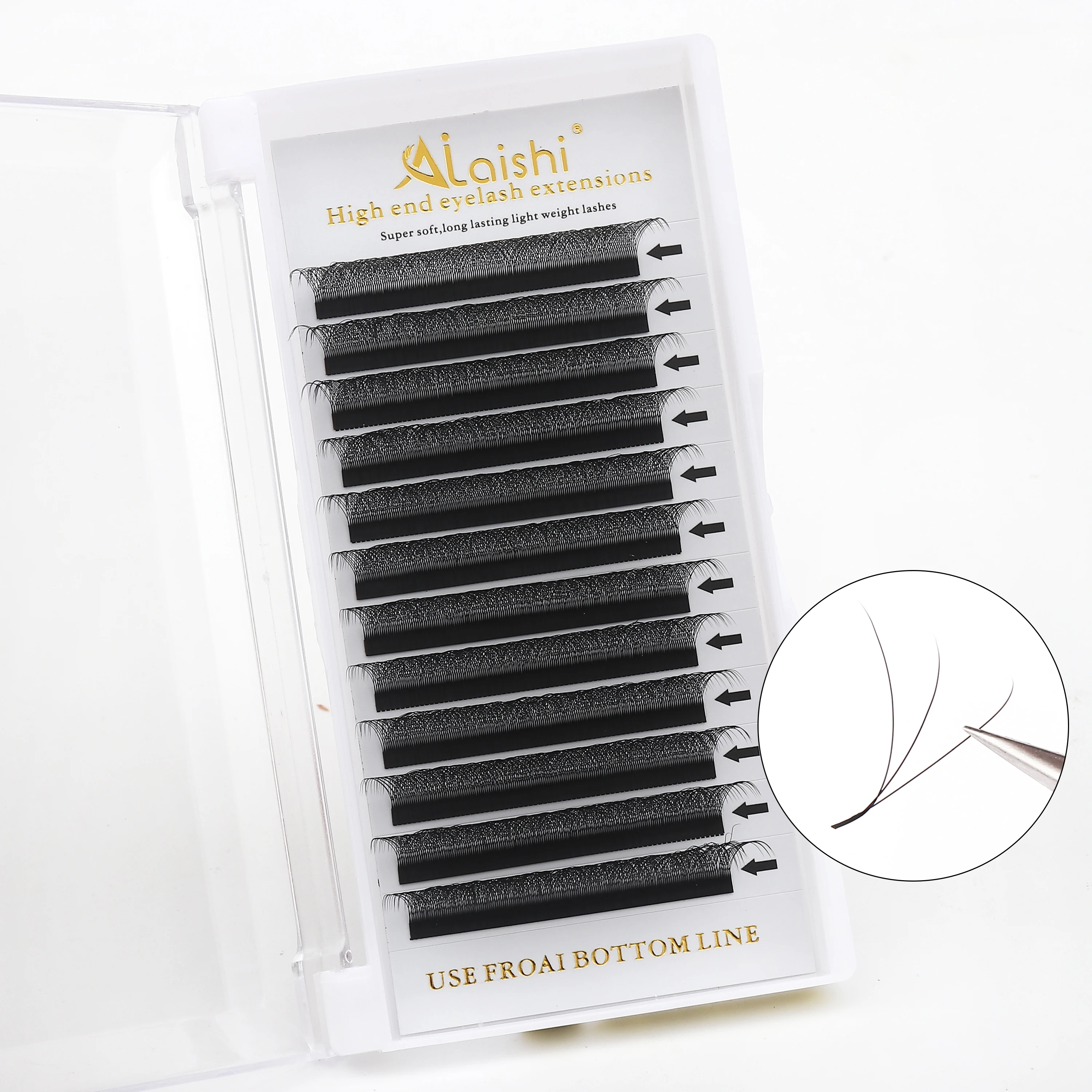 

AILAISHI 12Lines Premium Mink 3D Pre-made False Eyelash W Shape Soft and Natural Individual Lash Extension Supplies