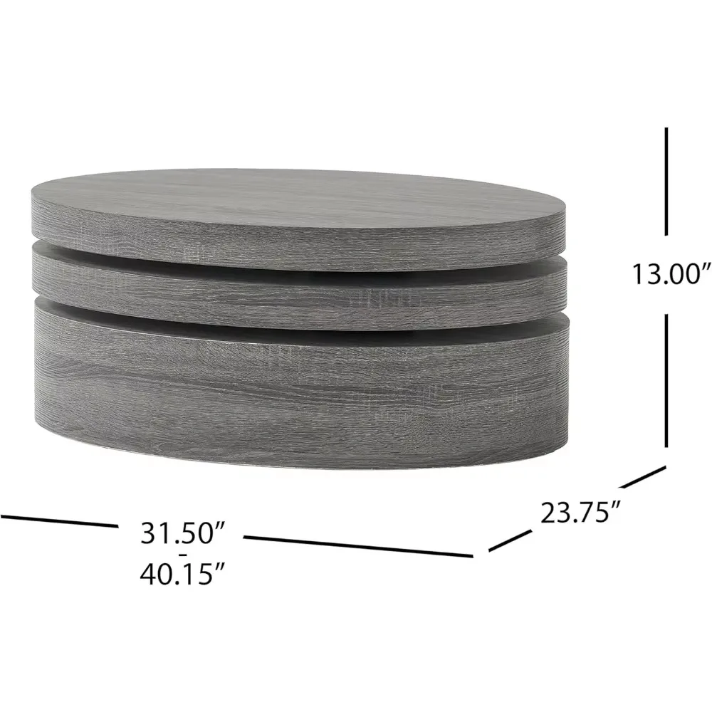 Small Oval Mod Rotatable Coffee Tables, Black Coffee Table