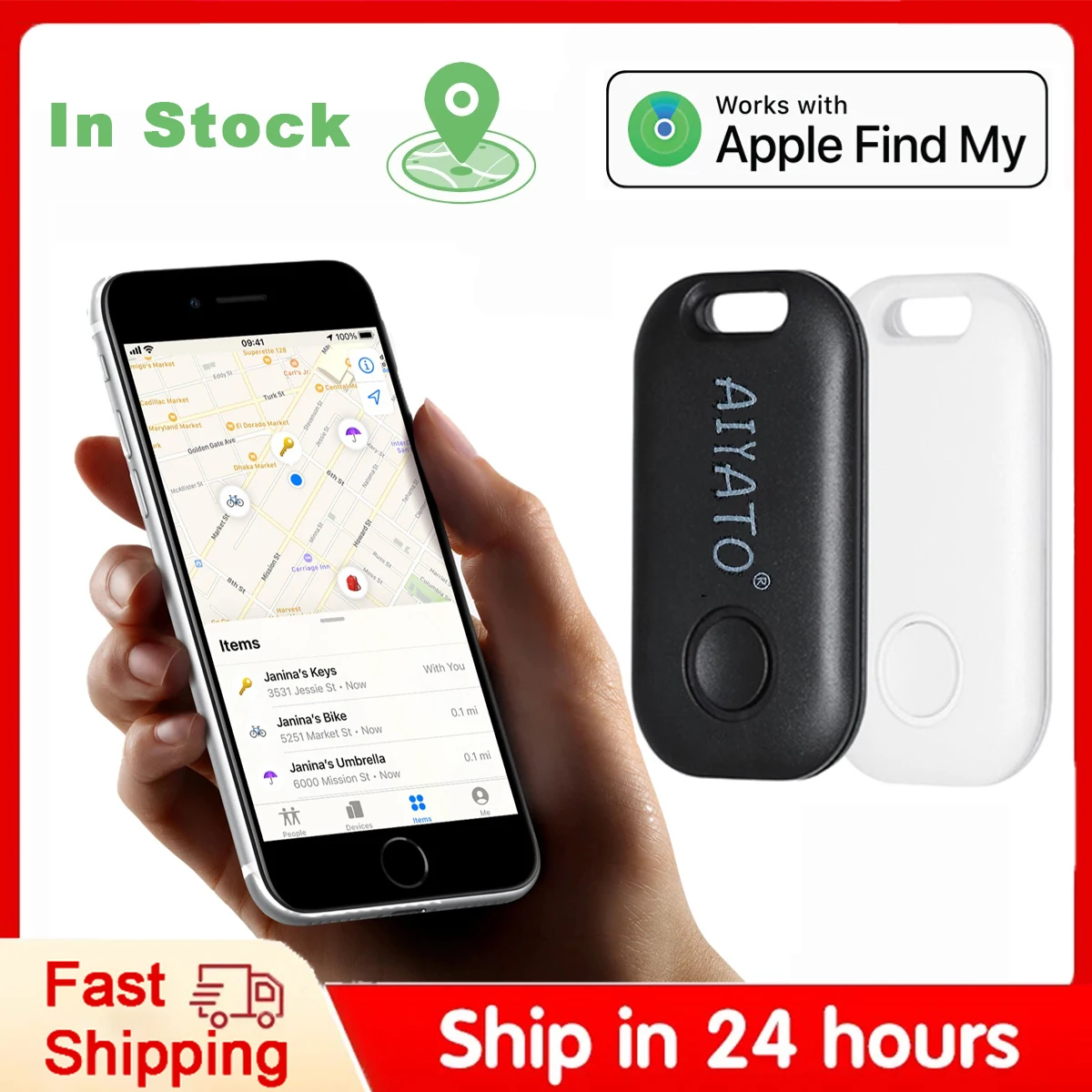 

AIYATO Smart Tracker Anti-lost Device Mini Finder Global Positioning Item Locator Bluetooth GPS Locator Works With Apple Find My