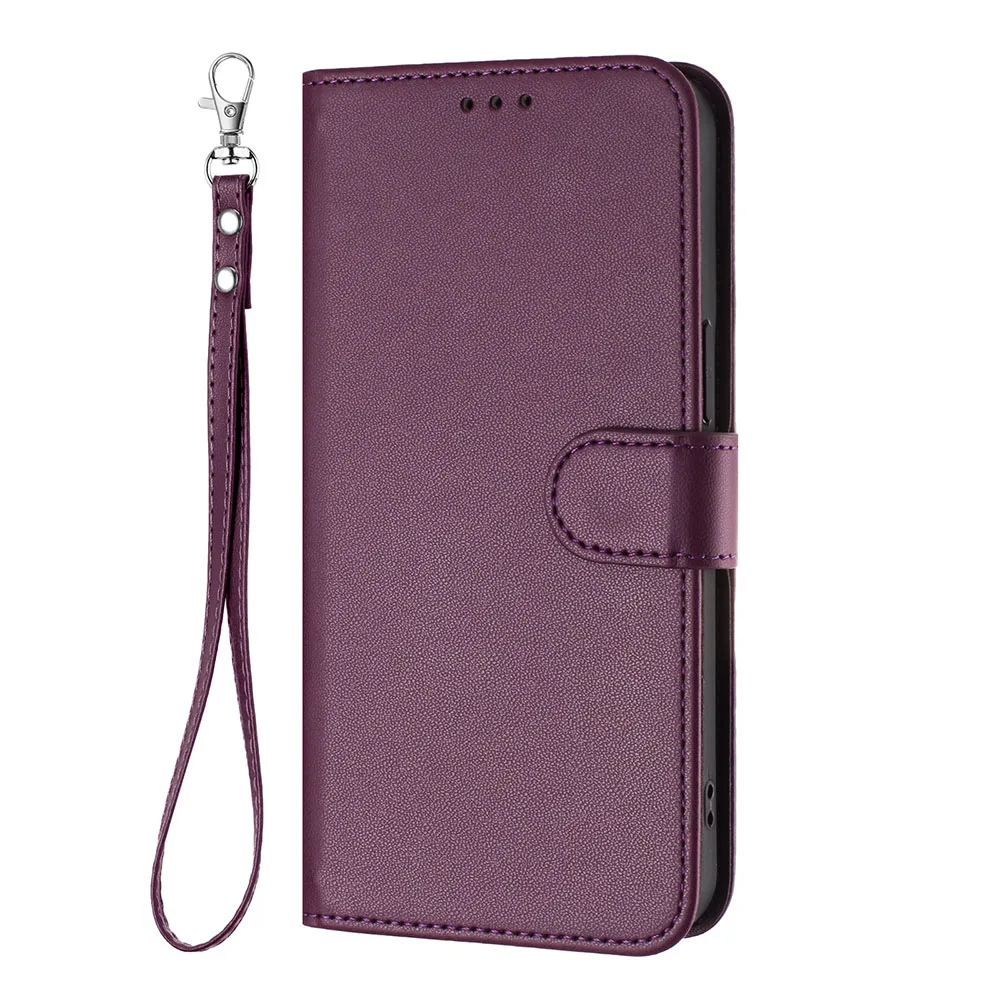 Solid Color Leather Flip Wallet Phone Case