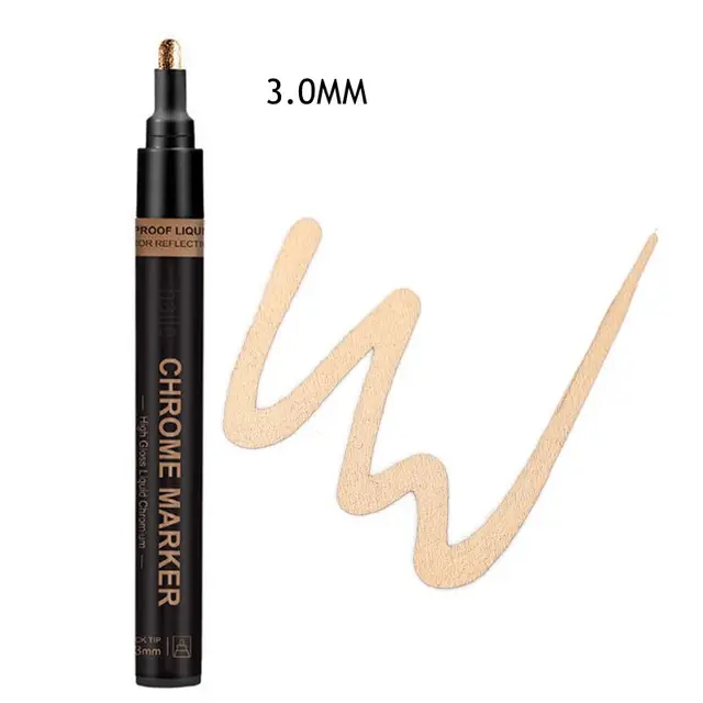 Haile Silver Mirror Marker Gold Liquid Pen Art Liquid Mirror DIY Resin Paint Mirror Chrome Metallic Craftwork Pen Accessories rose gold-3.0mm