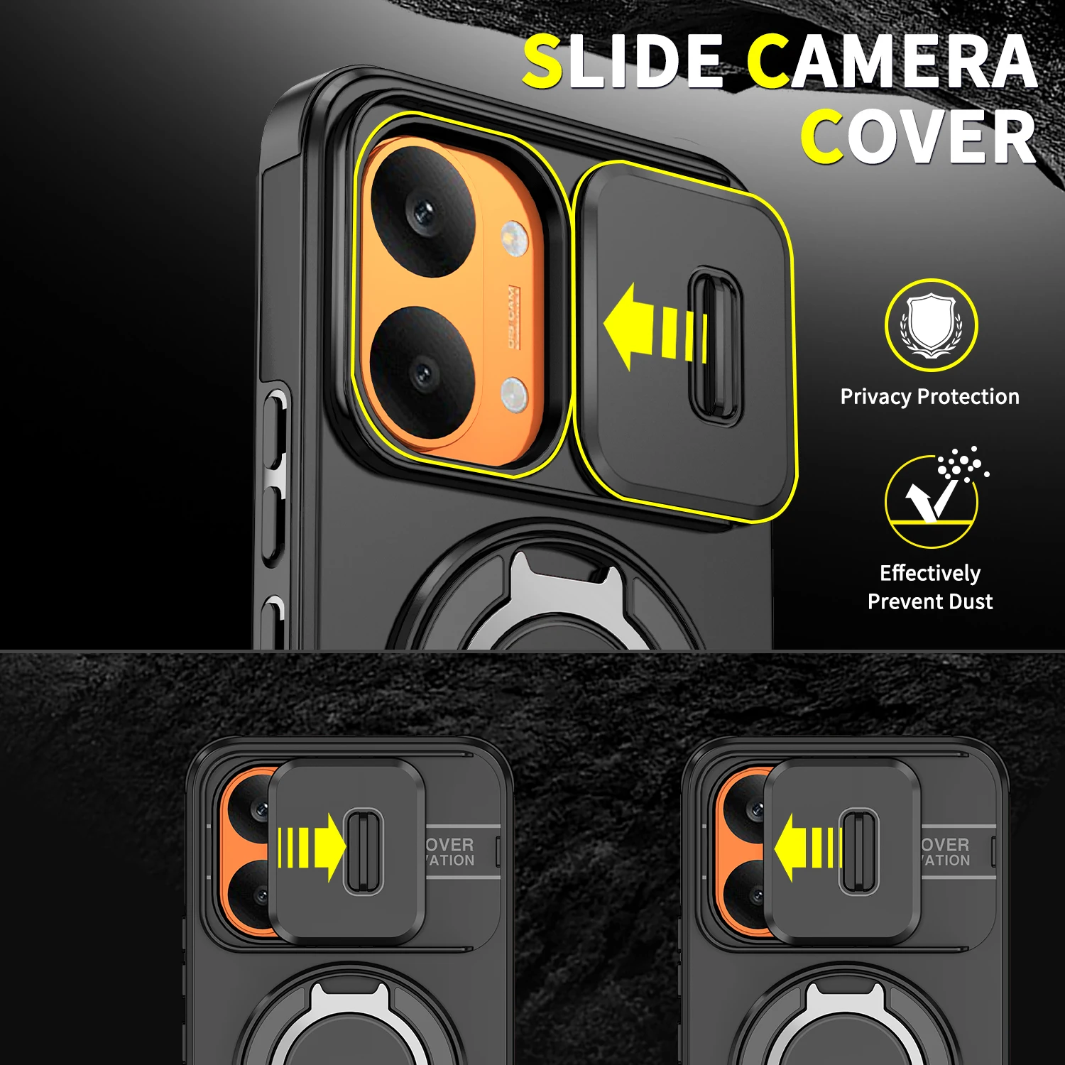 Redmi Turbo 5 Max Armor Magnetic Case with Sliding Window Camera Protection