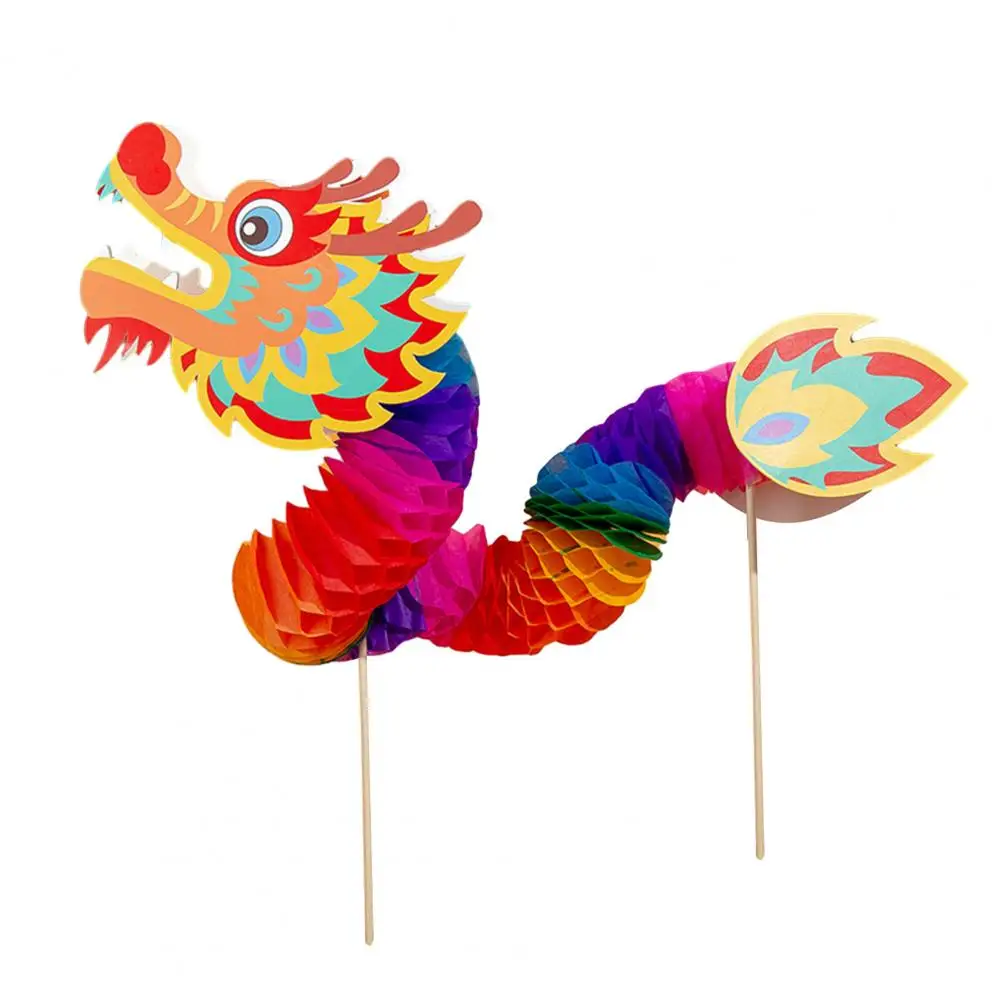 Dragon Dance Toy Realistic Fine Workmanship Extensible Dragon Paper Decoration Festival Hanging DIY Craft Set Spring Festival