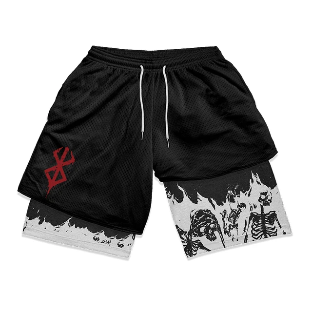 65132-d9e7cb.jpg Berserk Print 2 in 1 Running Shorts for Men Gym Workout Fitness Athletic Shorts with Pockets Summer Activewear Quick Dry Stretch