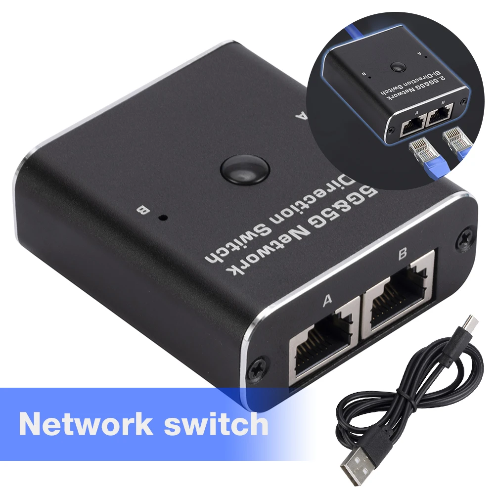 RJ45 Splitter with Power Cable Lan Ethernet Splitter 1 To 2 Out Internet Network Cable Extender for PC Laptop TV Box Router