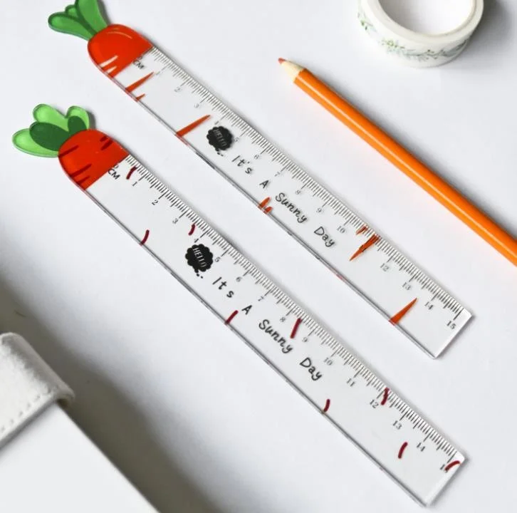 Kawaii Simple Transparent Carrot Cactus Plastic Ruler Measuring Straight Ruler Tool 1 Pcs Lytwtw's Student Gift Stationery