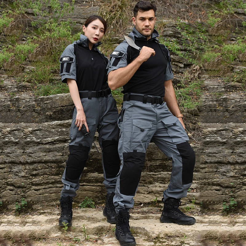 HAN WILD Tactical T-shirt Men Short Sleeves Softair Climb Shirt Men Clothing Hunting Soldiers Hood Shirt Camping Equipment