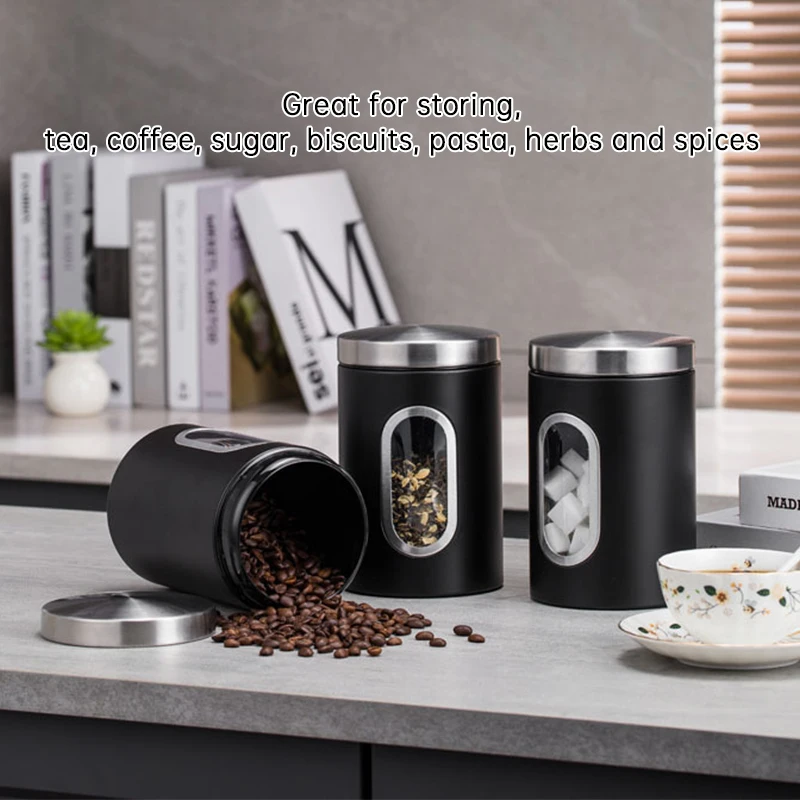 

Stainless Steel Tea Coffee Bean Storage Tank Vacuum Seal Coffee Powder Container Stainless Kitchen Food Storage Milk Powder Jar
