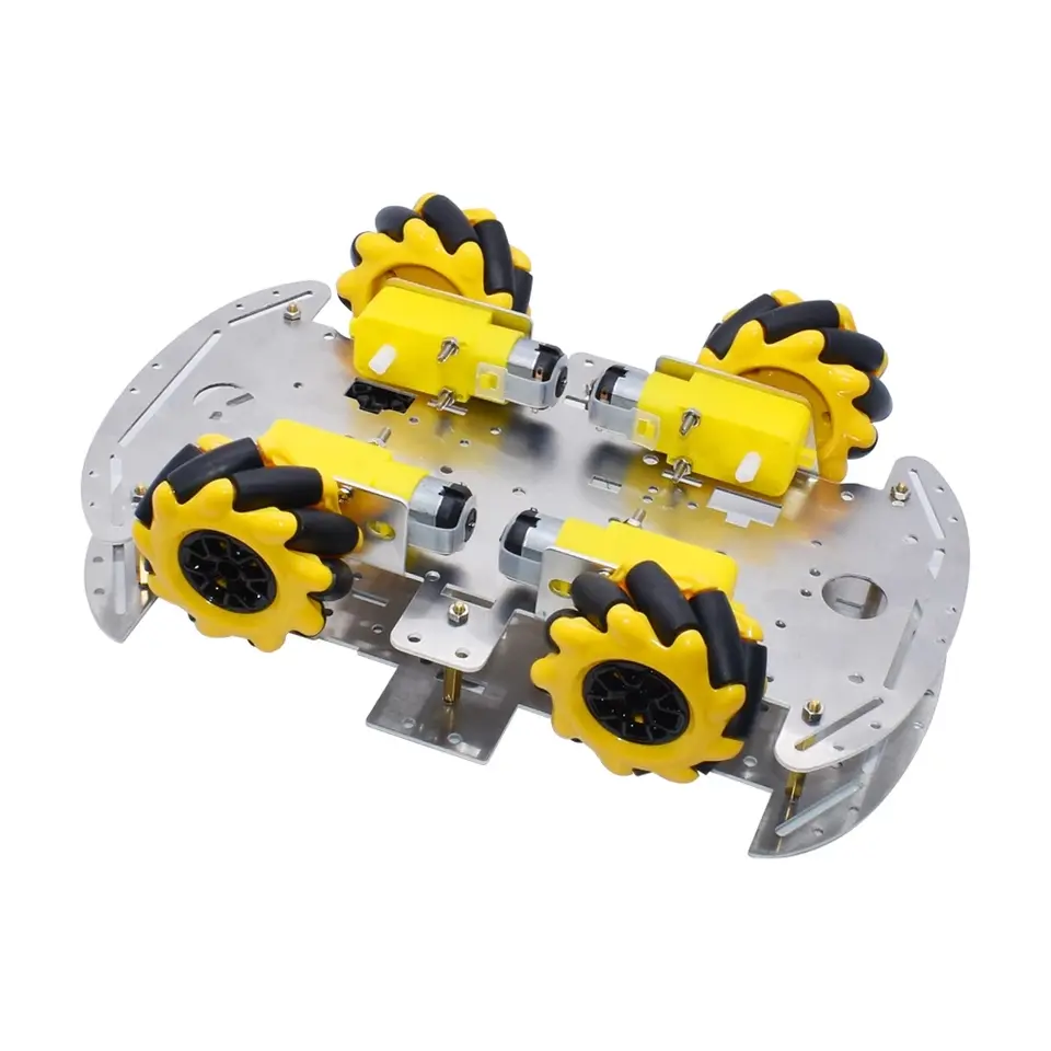 McNamum wheel aluminum car chassis DIY ultrasonic intelligent obstacle avoidance car 4WD four-wheel drive chassis image 5