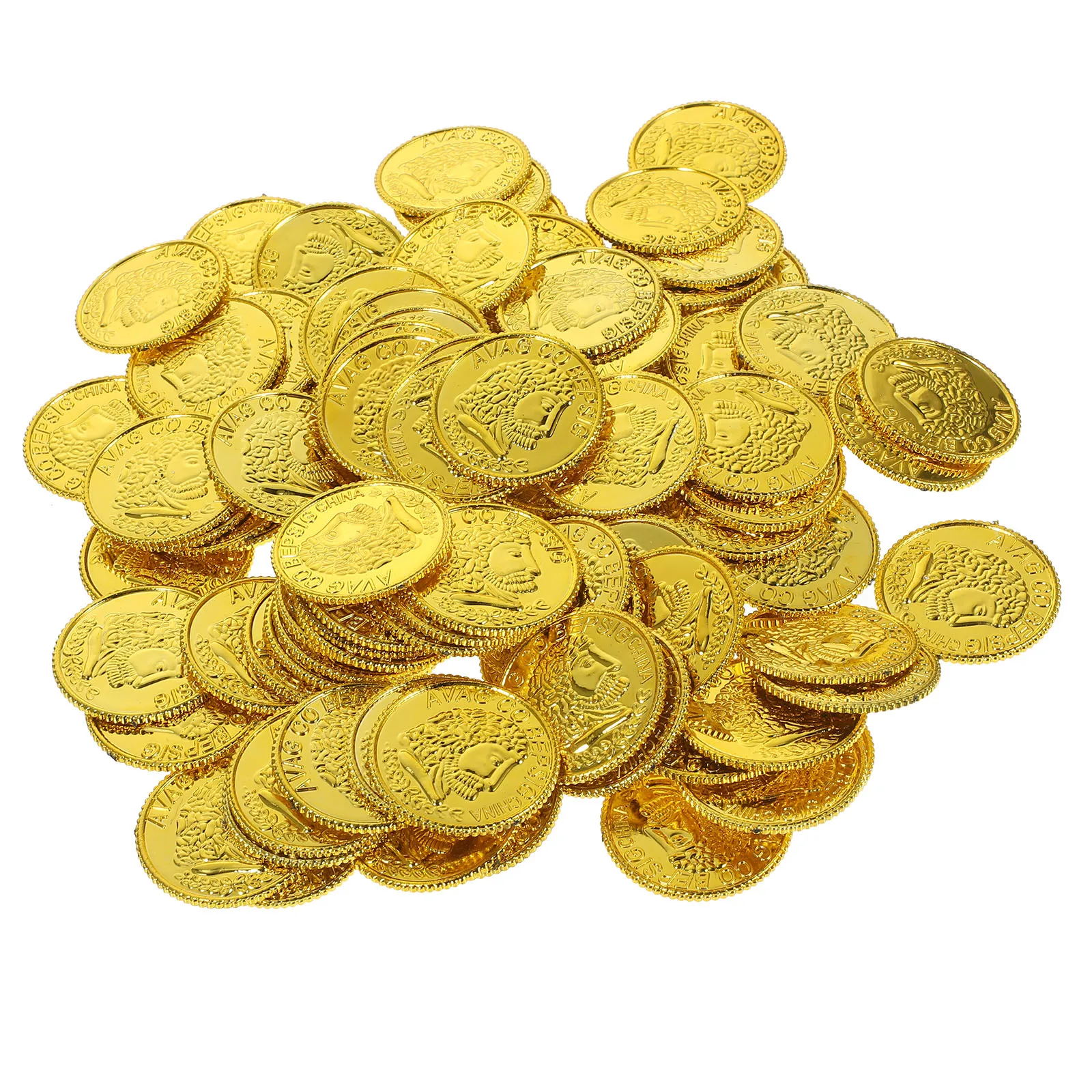 

100pcs Pirates Gold Coins Non-Currency Coins Decoration Plastic Gold Coins Game Props Playing Toys For Kids Children 3.2cm