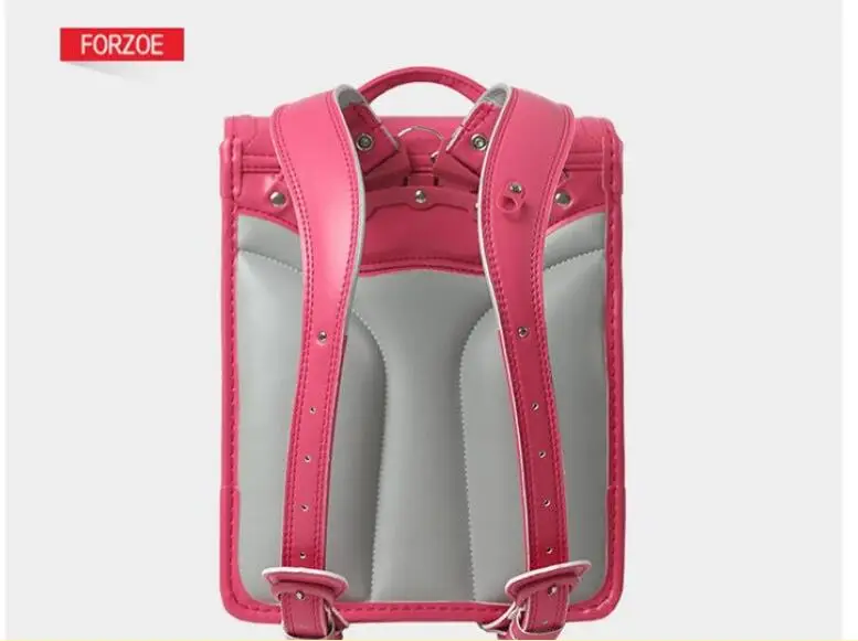 Japan elementary school students schoolbag spine protection children's shoulders backpack 3-6 grades girls PU leather School Bag 5