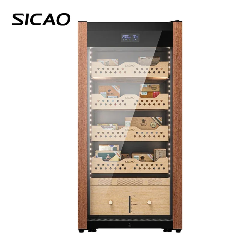 Small Cigar Humidor Electric 191L Hold 800 Thermoelectric 16-22℃ Spanish Cedar Wood Luxury Mini Cigar Cooler Cabinet