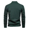 2024 New Pure Color Pure Cotton Men's Knitted Sweater f Zipper Slim Fit Casual Top Faionable Stand Collar Long Sve
