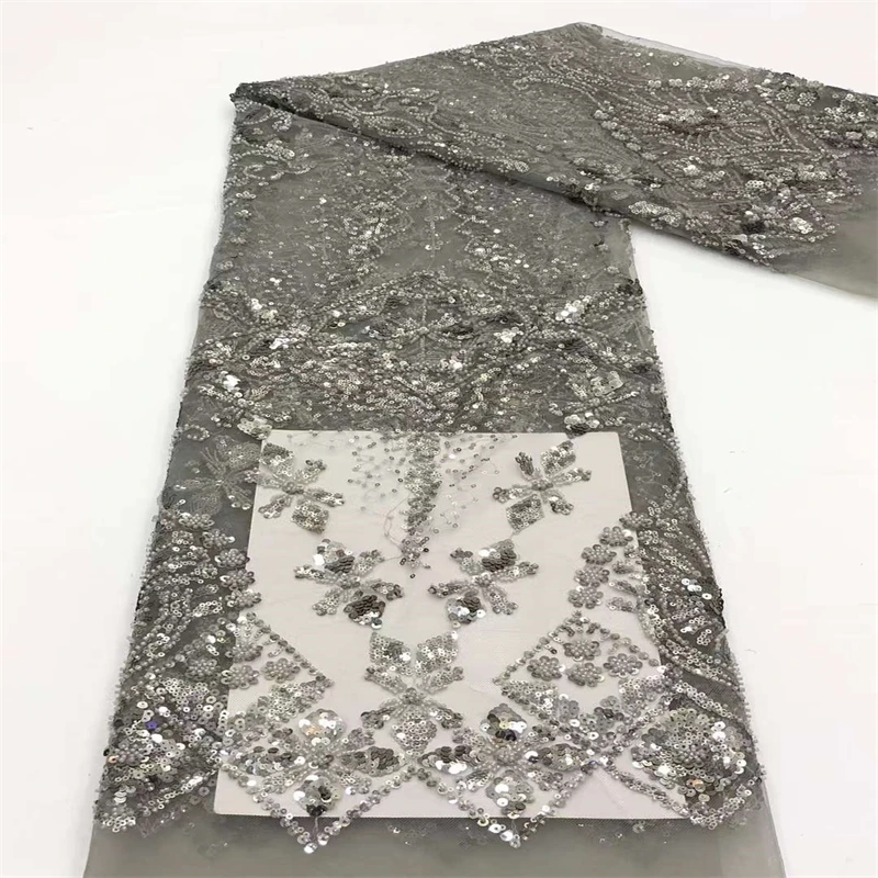

Nigerian Lace Fabrics 2022 High Quality Lace African Lace Fabric With Sequins French Lace Fabric For Dress Sewing xb13-64