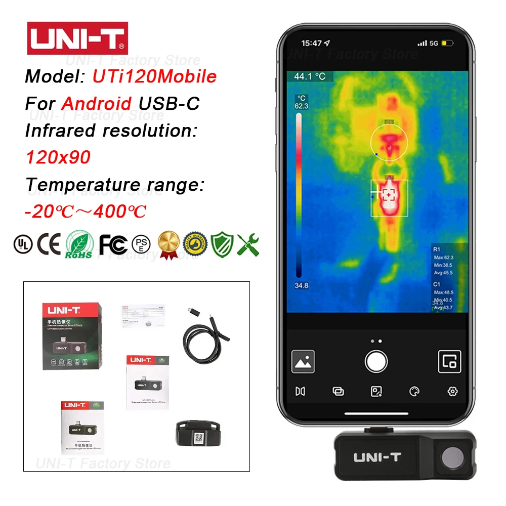 熱画像を備えたユニ赤外線サーマルカメラ,iPhoneタイプC用では