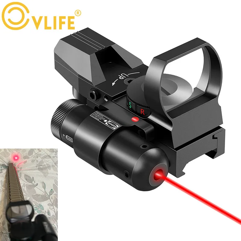 CVLIFE 1X22X33 Reflex Red Dot Sight Handgun 20mm Rail Red Green 4 Reticle Optics Laser Pressure Pad Switch