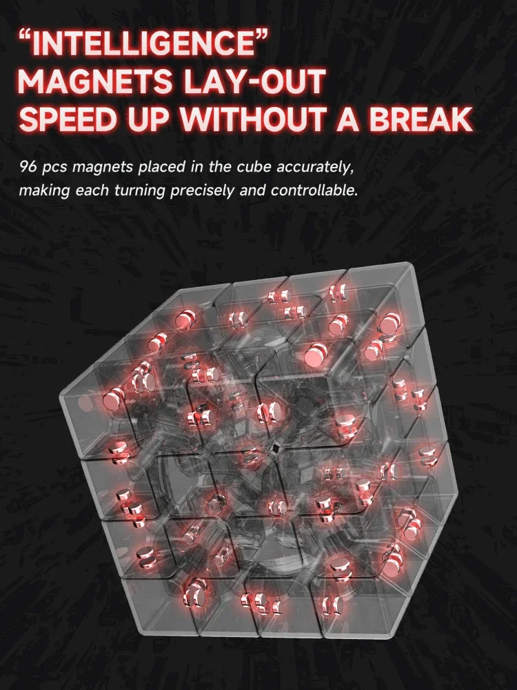 Magic Puzzle Cube 4th Order Cube UV Magnetic Core Drill Face 4x4x4 Original MGC Designer Imp Design Race
