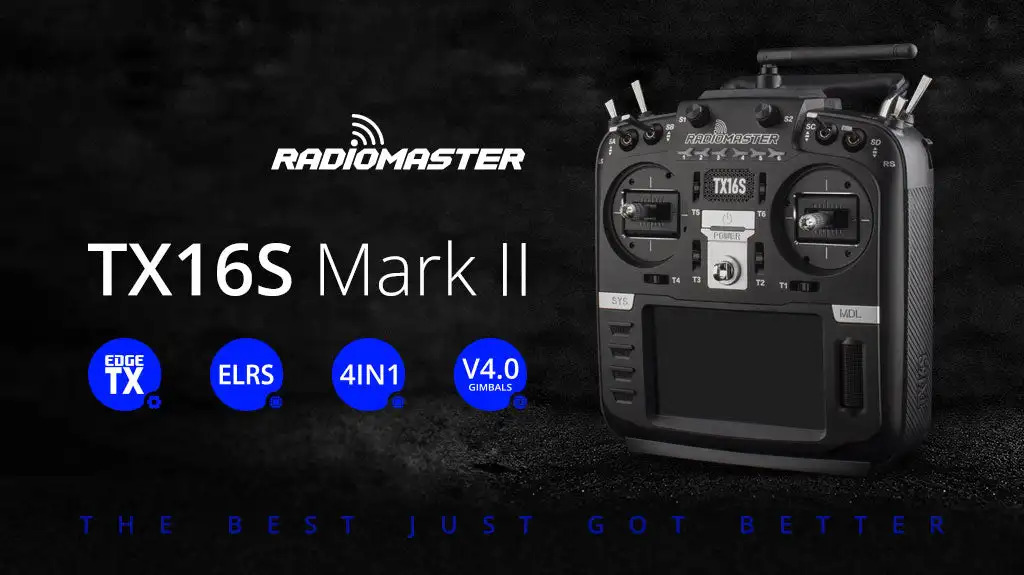 RadioMaster TX16S Mark II V4.0 Hall Gimbal 4IN1 ELRS Radio Controller Support EdgeTX/OpenTX Built-in Dual Speakers for RC Drone 26 Improved LS/RS Sliders with smoother feel and better centre-detent