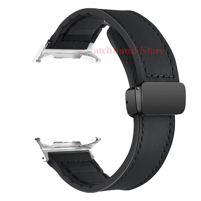 Magnetic Leather Silicone Bracelet Strap - Elegant and Gap-Free Watchband Design