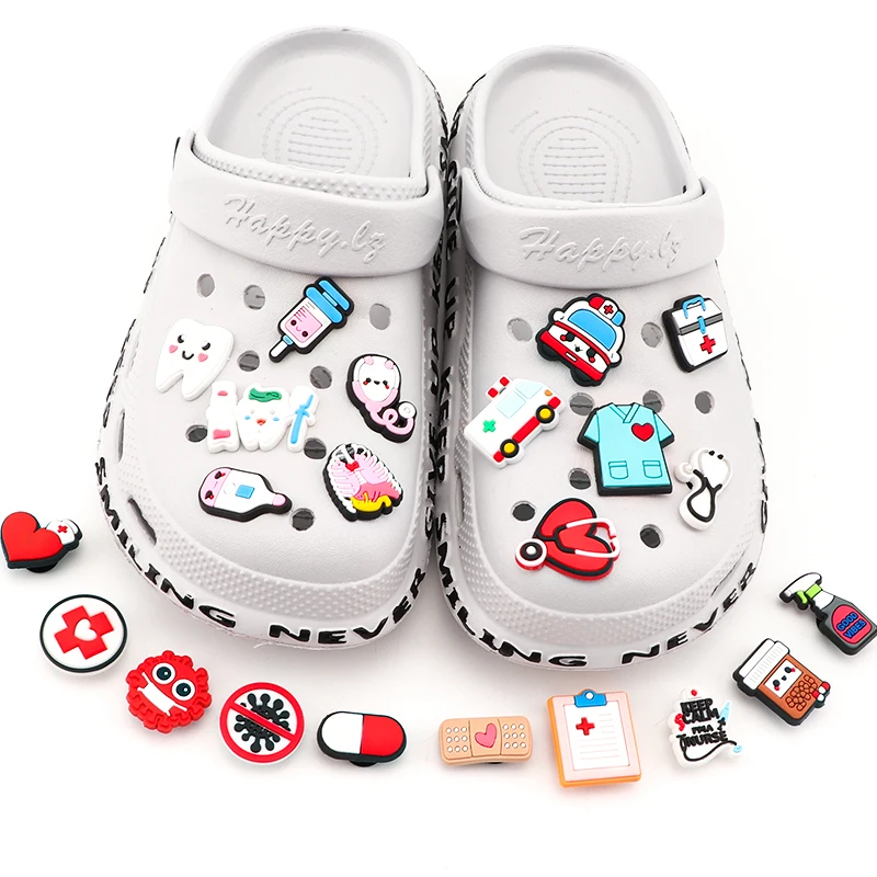 

Doctor Nurse Shoe Charms Accessories for Boys Girls DIY Jeans Kids Women Badge X-mas Gifts Birthday Party Favors Pins