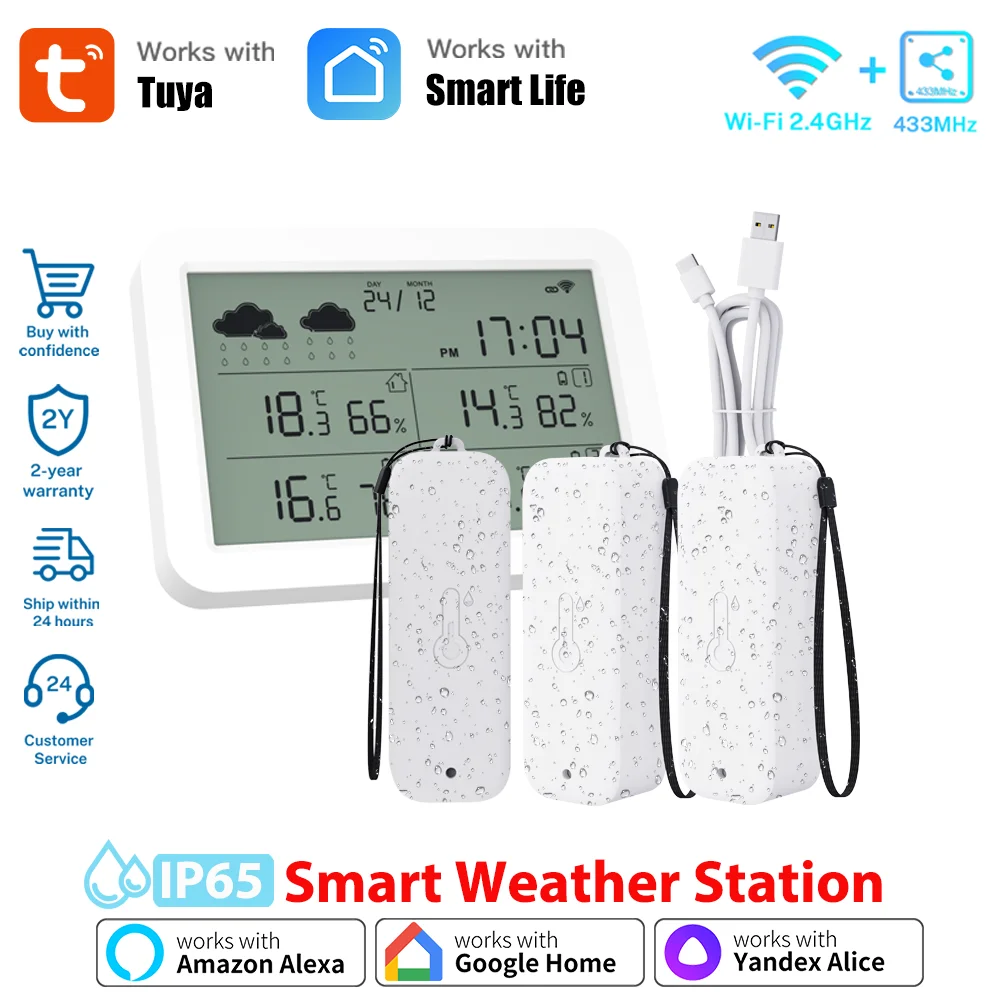 Smart WiFi Weather Station with Digital Thermometer and Hygrometer Sensors