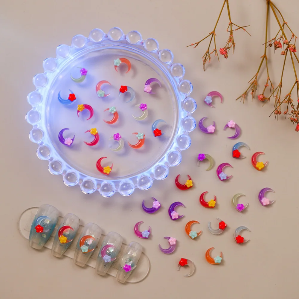 

50pcs Color Change Crescent Nail Charm 3D Cartoon Sailor UV Sensitive Moon Nail Decor Parts Japanese Kawaii Nail Art Parts