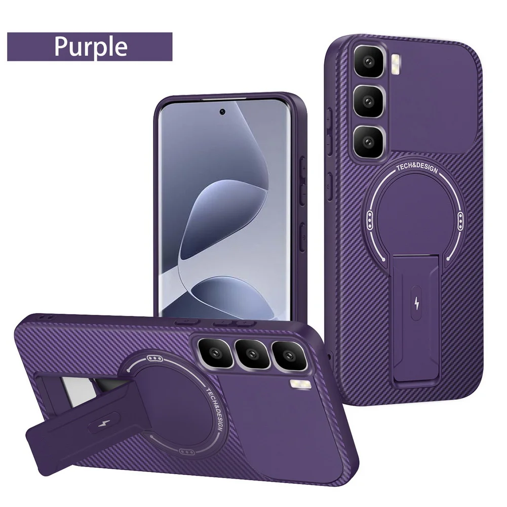 Carbon Fiber Invisible Stand Holder with Built-in Magnetic Ring - Premium Protection Case