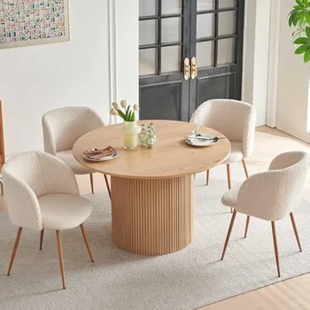 5-Piece Wooden Round Dining Table and Chairs 1